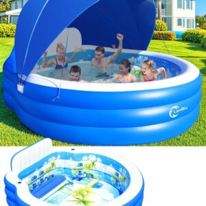 2025 Upgraded Inflatable Pool with Canopy, Pool Sofa