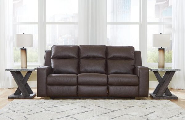Ashley Lavenhorne Modern Faux Leather Manual Reclining Sofa