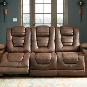 Ashley Owner's Box Faux Leather Power Reclining Sofa