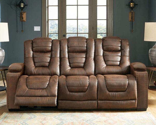 Ashley Owner's Box Faux Leather Power Reclining Sofa