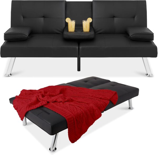 Best Choice Products Faux Leather Adjustable Folding Sofa Bed