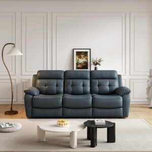 Familymill Genuine Leather Manual Reclining Sofa