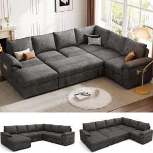 Howjoe 108 Inch Sectional Sleeper Sofa with Pull Out Bed