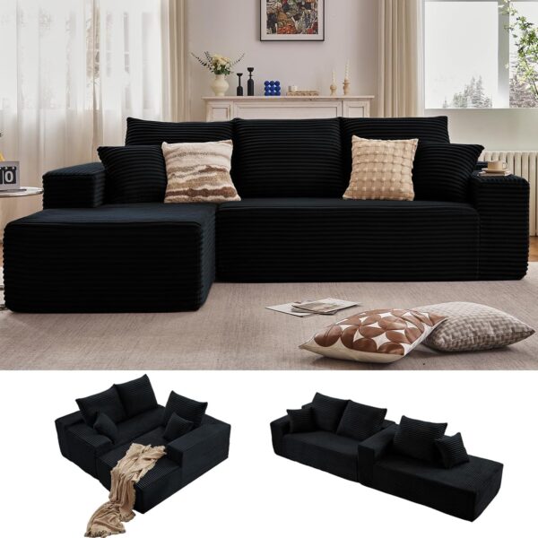 LUCKHAO 107″ W Modular Sectional Sofa with Left Chaise
