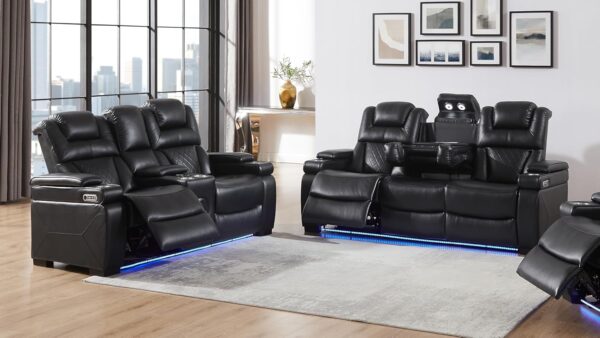 THSUPER Power Breathable Leather Reclining Sofa