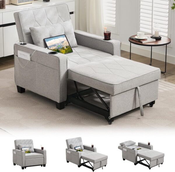TYBOATLE 3-in-1 Convertible Sleeper Chair Bed for Adults