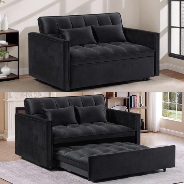 The Anwickjeff 3 In 1 Velvet Convertible Sofa Bed