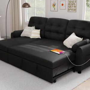 Ucloveria Sectional Sofa Couch, 87" Sleeper Sofa Bed